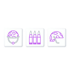 Set Line Military Helmet And Bullet Icon