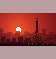 Chicago Low Sun Skyline Scene