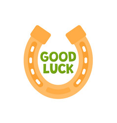 Golden Horseshoe With Good Luck Text Flat