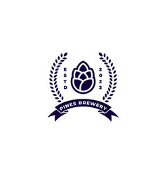 Pine Cone Beer Brewery With Wheat Logo