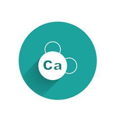 White Mineral Ca Calcium Icon Isolated With Long