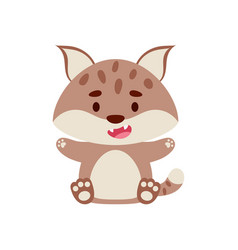 Cute Little Sitting Lynx Cartoon Animal Character