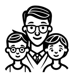 Father With Kids Flat Icon Isolated On White