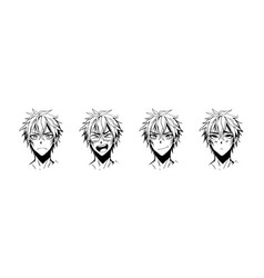 Male Faces Manga Style Cute Cartoon Anime