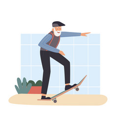 Cool Senior Man Having Fun On Skateboard