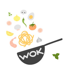 Ingredients For Wok Pan Doodle Flat Asian