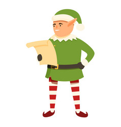 Elf Reading Letter To Santa Icon Cartoon