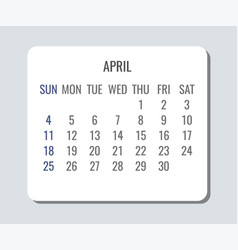 April Year 2021 Monthly Minimalist Calendar