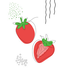 Continuous One Line Drawing Strawberries