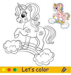 Cute Unicorn In Profile Coloring Book Page