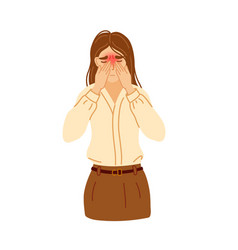 Young Woman In Office Clothes Suffering From Sinus