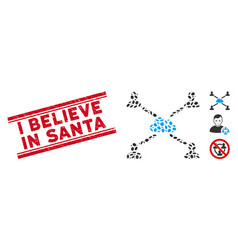 Grunge I Believe In Santa Line Seal With Collage