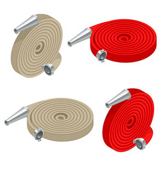 Isometric Set Of Fire Hoses Fire Safety