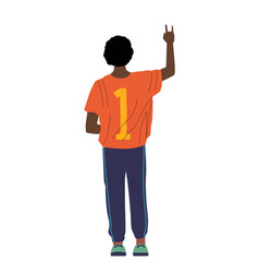 Black Boy In T-shirt With Number View From Behind