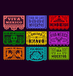 Mexican Papel Picado Paper Cut Holiday Flags Set