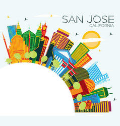 San Jose California Skyline With Color Buildings