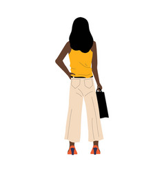 Black Girl With Purse View From Behind On