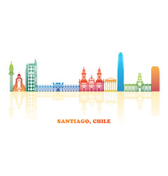 Colorful Skyline Panorama Of City Of Santiago