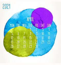 April Year 2021 Paint Monthly Calendar