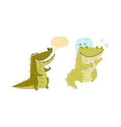 Cute Green Toothy Crocodile Or Gator Character