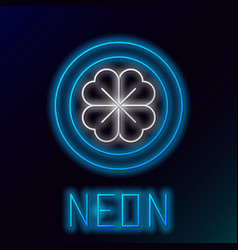 Glowing Neon Line Gold Coin With Four Leaf Clover