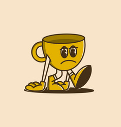 Mascot Character Design Of A Sad Coffee Cup