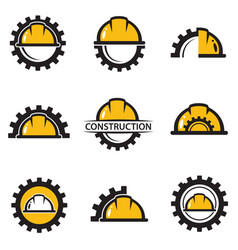 Construction Icons With Helmet And Gear