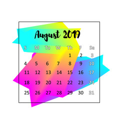 2019 Calendar Design Concept August