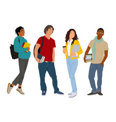 Group Of Multiracial Students On White