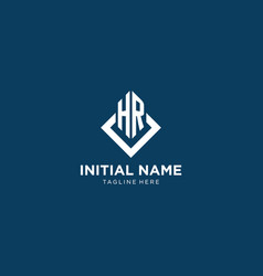 Initial Hr Logo Square Rhombus With Lines Modern