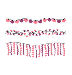 Valentines Day Garlands Set Hanging Hearts Lights