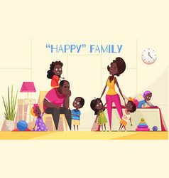 Happy Afroamerican Family Cartoon