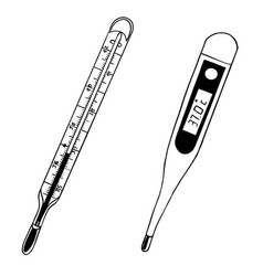 Drawn Sketch Of Two Medical Thermometers