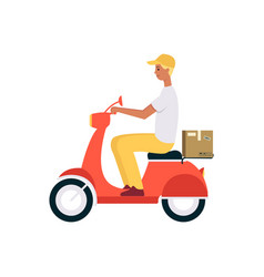 Young man driving a tricycle Royalty Free Vector Image