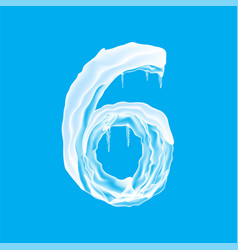 Snow Ice Cap With Number Six Isolated On Blue