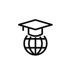 World Graduate Line Icon Logo