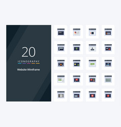 20 Website Wireframe Flat Color Icon