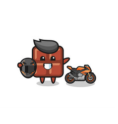 Cute Chocolate Bar Cartoon As A Motorcycle Racer