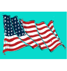 American 48 Star Artistic Brush Stroke Waving Flag