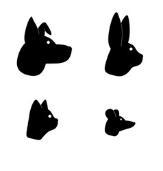 Collection Of Animals - Dog Cat Rabbit Mouse Side