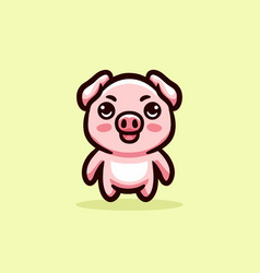 Cute Pig Cartoon Mascot Animal Logo Design