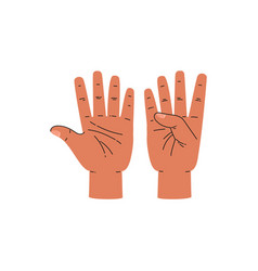 Raised Hands Show Nine Fingers Cartoon Flat