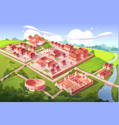 Ancient Rome City Isometric Cartoon Cityscape