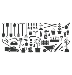 Black Gardening Tools Flat Garden Instruments