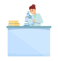 Woman Lab Microscope Icon Cartoon Medical