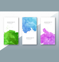 Abstract Banner Set Watercolor Colorful Paint