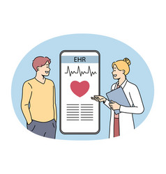 Doctor Consult Patient About Ehr On Cellphone