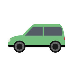 Green Car Side View Icon On White Background