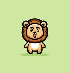 Cute Lion Cartoon Mascot Animal Logo Design