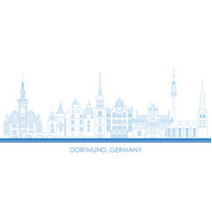 Outline Skyline Panorama Of City Of Dortmund